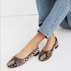 NWT Madewell Adelle Bow Flats Snake 8.5
